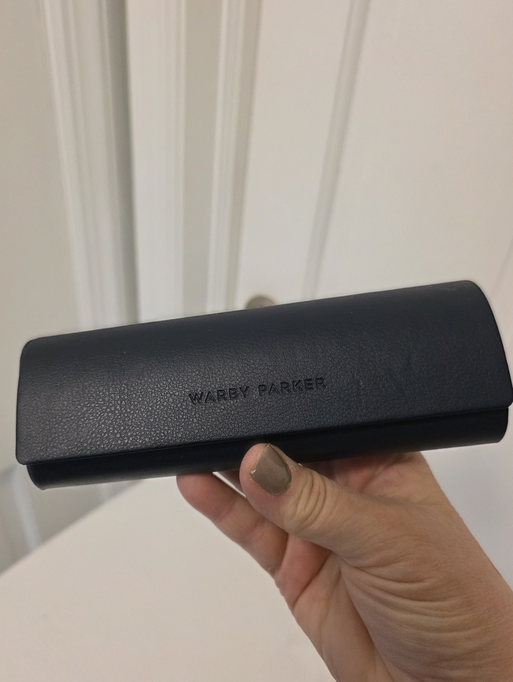 Warby Parker Navy Leather Hardshell Eyeglass Case